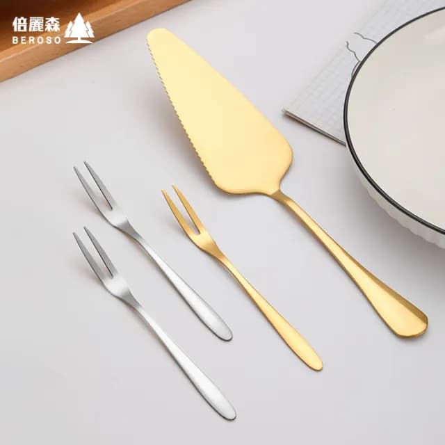 【Beroso 倍麗森】輕奢北歐風蛋糕刀叉派對套裝組合(蛋糕刀/水果叉/派對餐具/生日)