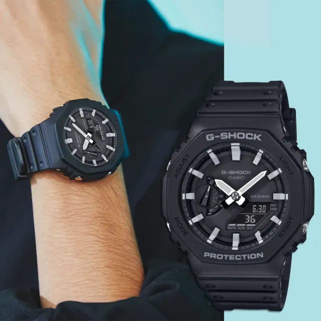【CASIO 卡西歐】G-SHOCK  八角雙顯電子錶 禮物 送禮 推薦(GA-2100-1A)