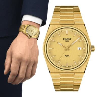 【TISSOT 天梭 官方授權】PRX系列 復古風酒桶型紳士石英錶-40mm 情人節 禮物(T1374103302100)