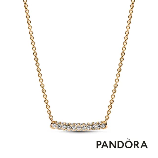 【Pandora 官方直營】Pandora Timeless 密鑲寶石飾條短項鏈-絕版品