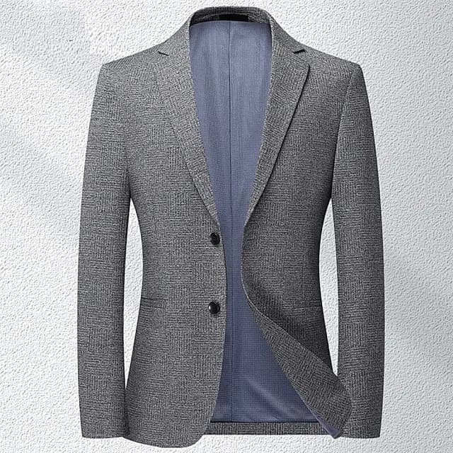 【米蘭精品】現貨+預購 西裝外套休閒西服(單色免燙格紋春秋男外套父親節禮物74eb8)