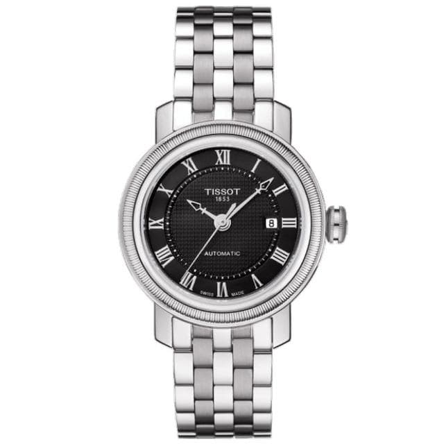 【TISSOT 天梭 官方授權】Bridgeport 優雅女仕機械腕錶-29mm/黑 情人節 禮物(T0970071105300)