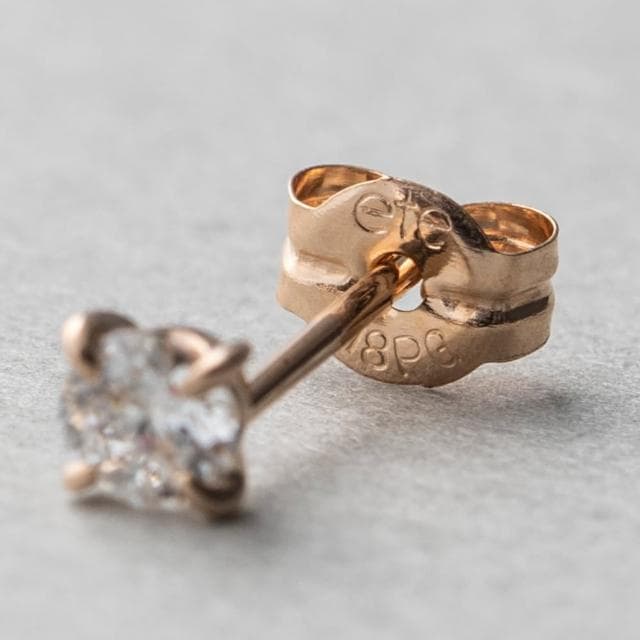 【ete】K18 經典單鑽爪鑲鑽石耳環-0.20ct(金色 玫瑰金色)
