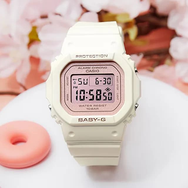 【CASIO 卡西歐】BABY-G 春日色彩珠光面電子手錶-櫻花粉紅  情人節 父親節 禮物(BGD-565SC-4)