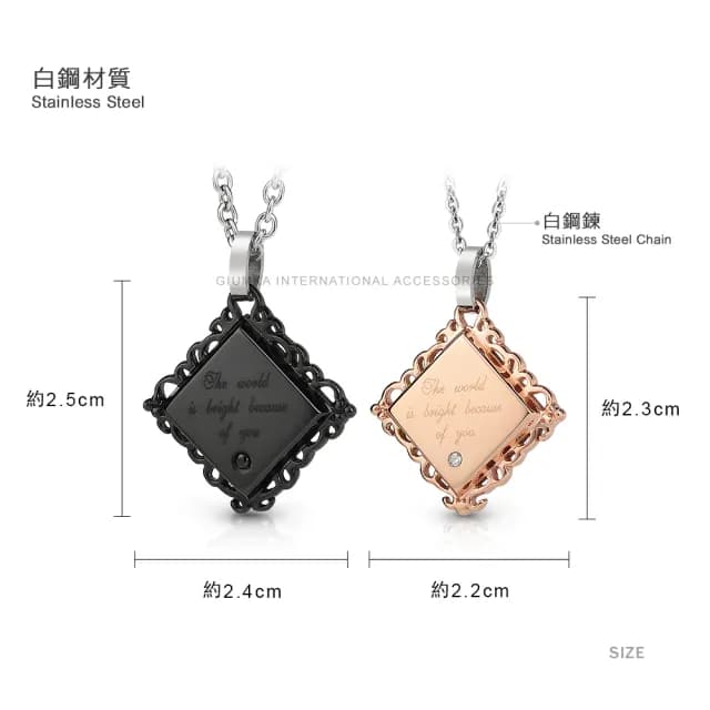 【GIUMKA】快速．項鍊．璀璨之戀．對鍊．黑/玫(情人節禮物)
