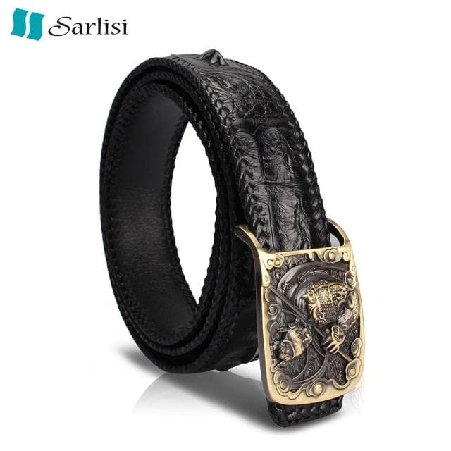 【Sarlisi】母親節禮物 【歷史最低價 買到賺到】母親節禮物 尊爵男士鱷魚皮皮帶腰帶單排骨編織皮帶campaig
