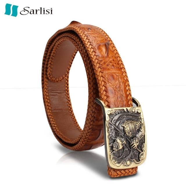 【Sarlisi】母親節禮物 【歷史最低價 買到賺到】母親節禮物 尊爵男士鱷魚皮皮帶腰帶單排骨編織皮帶campaig