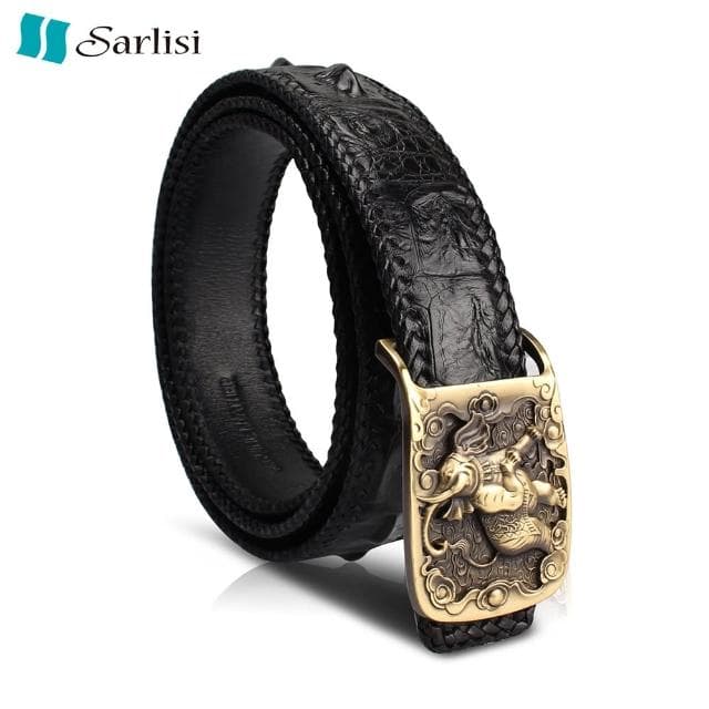 【Sarlisi】母親節禮物 【歷史最低價 買到賺到】母親節禮物 尊爵男士鱷魚皮皮帶單排骨編織腰帶