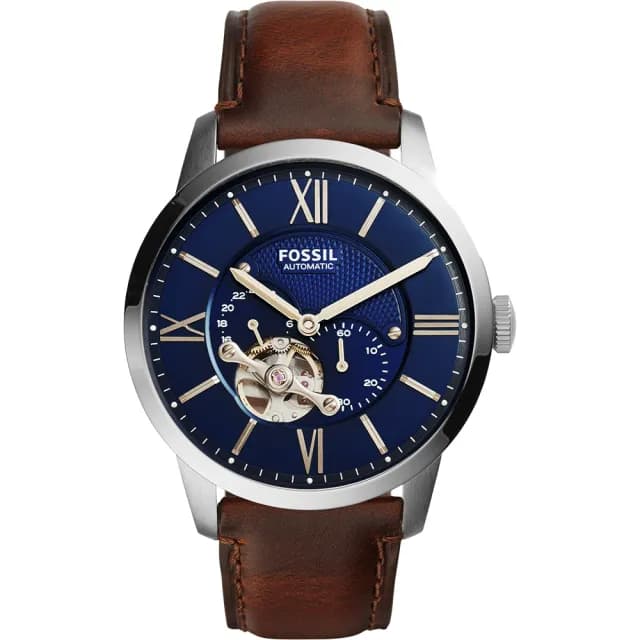 【FOSSIL】Townsman 爵士小鏤空機械錶-藍x咖啡/44mm 禮物 送禮 推薦(ME3110)