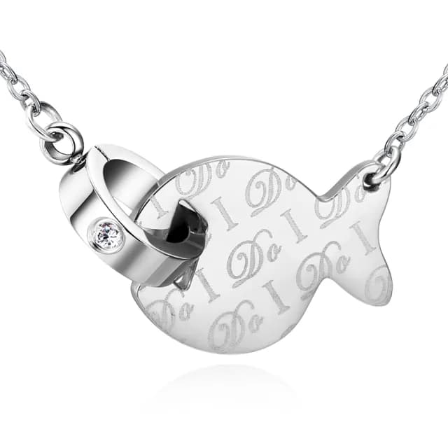 【GIUMKA】快速．項鍊．可愛魚．銀色．白鋯(情人節禮物)