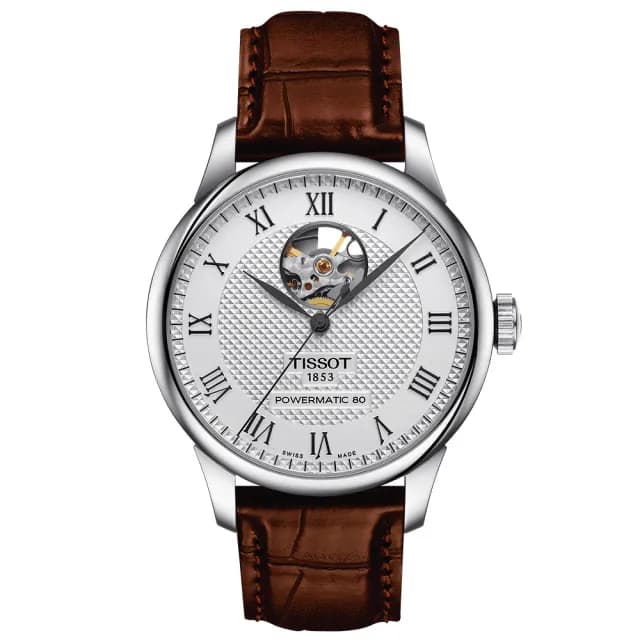 【TISSOT 天梭 官方授權】Le Locle 80小時動力儲存開芯鏤空皮帶機械錶-39mm(T0064071603301)