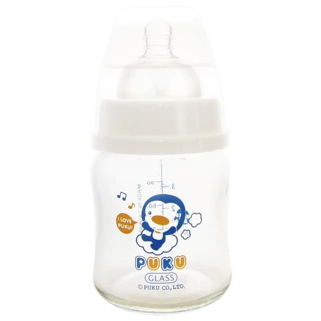【PUKU 藍色企鵝】實感寬口耐熱玻璃奶瓶-120ml