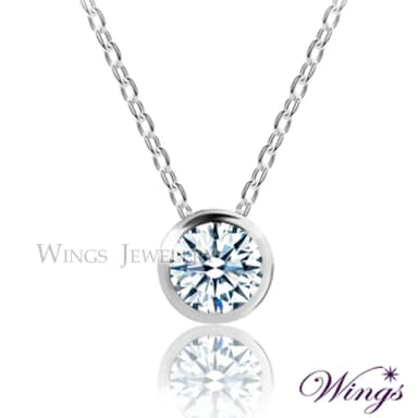 【WINGS】八心八箭 唯一 經典包鑲單顆美鑽方晶鋯石擬真鑽項鍊(禮物 送禮 生日 禮盒 女生禮物)
