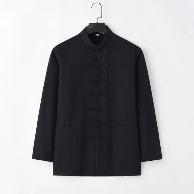 【巴黎精品】父親節禮物 新中式 唐裝漢服上衣(中國風復古手工盤扣長袖男上衣7色a1bx52)