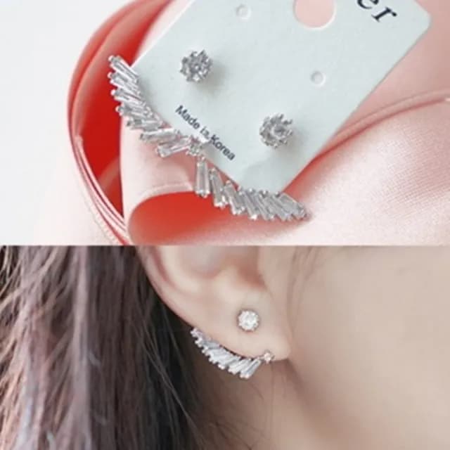 【米蘭精品】現貨+預購 耳環銀飾品鑲鑽耳飾(後掛式精美時尚情人節生日禮物聖誕節交換禮物首選3色73ag176)