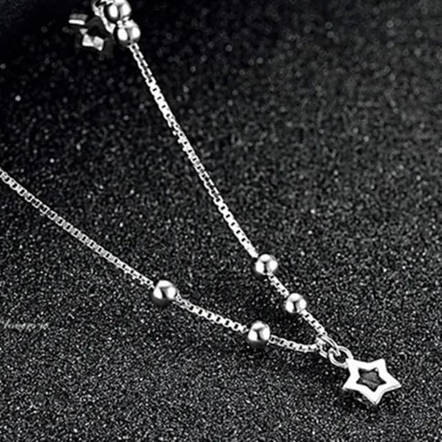 【米蘭精品】現貨+預購 925純銀腳鍊飾品(經典流行可愛星星情人節生日聖誕節交換禮物73ib4)