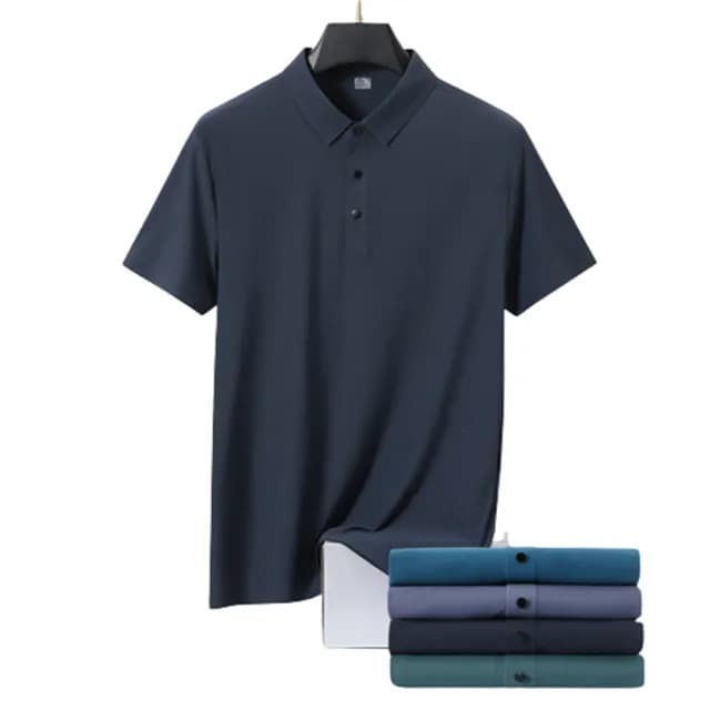 【米蘭精品】現貨+預購 冰絲POLO衫短袖上衣(薄款無痕休閒純色男裝父親節禮物9色74ey24)