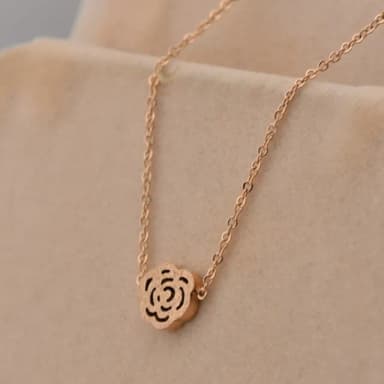 【米蘭精品】現貨+預購 玫瑰金項鍊吊墜子(磨砂小茶花精緻流行飾品情人節生日聖誕節交換禮物71x57)