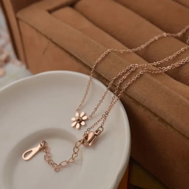 【米蘭精品】現貨+預購 玫瑰金項鍊吊墜子(精美小雛菊流行飾品情人節生日聖誕節交換禮物71x18)