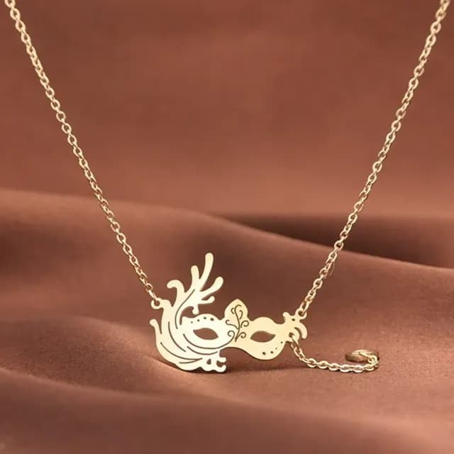 【米蘭精品】現貨+預購 玫瑰金項鍊吊墜子(時尚創意面具流行飾品情人節生日聖誕節交換禮物71x15)