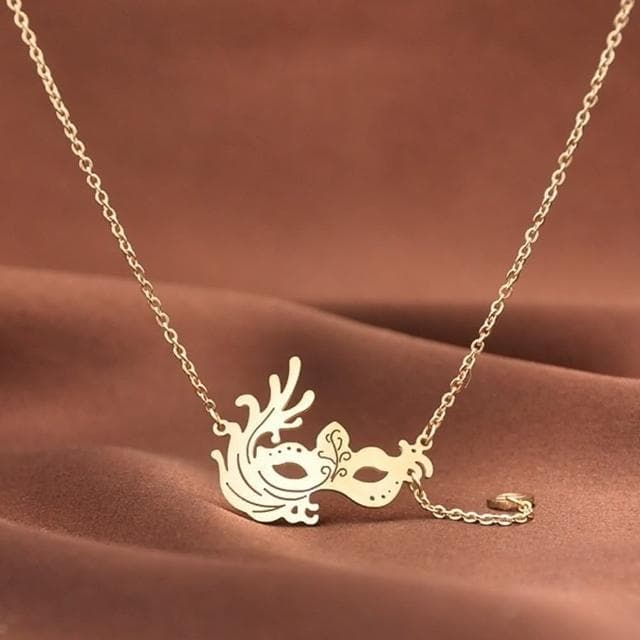 【米蘭精品】現貨+預購 玫瑰金項鍊吊墜子(時尚創意面具流行飾品情人節生日聖誕節交換禮物71x15)