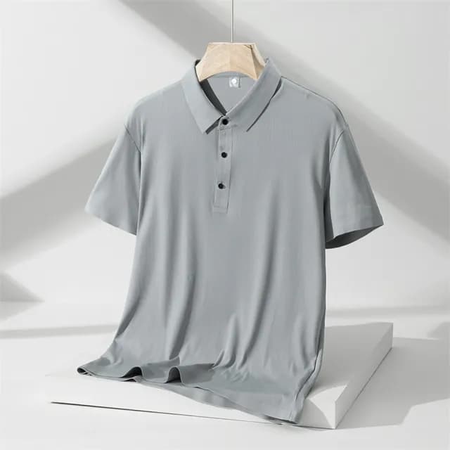 【米蘭精品】現貨+預購 冰絲POLO衫短袖上衣(夏季高彈無痕純色男裝父親節禮物4色74ey13)