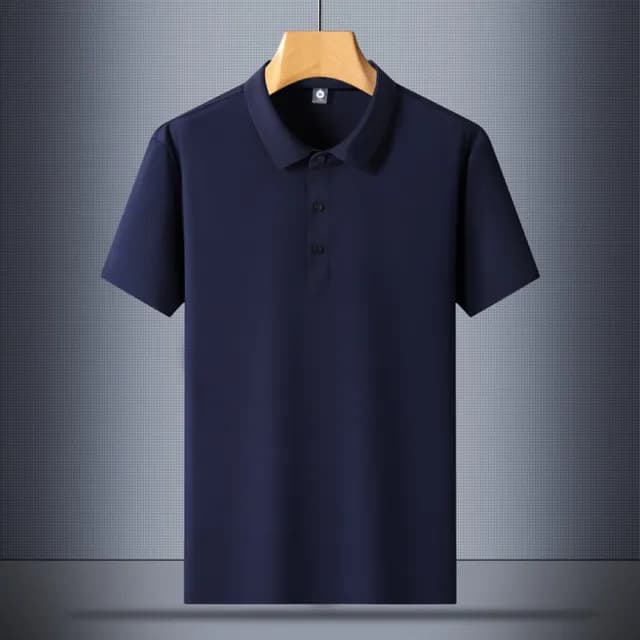 【米蘭精品】現貨+預購 冰絲POLO衫短袖上衣(無痕休閒高彈免燙男裝父親節禮物5色74ey31)