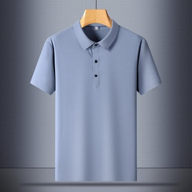 【米蘭精品】現貨+預購 冰絲POLO衫短袖上衣(無痕休閒高彈免燙男裝父親節禮物5色74ey31)