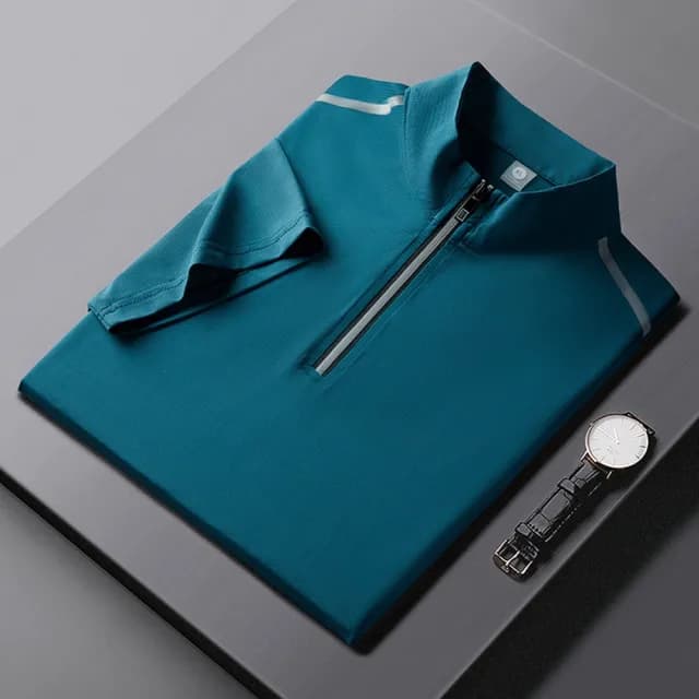 【米蘭精品】現貨+預購 冰絲POLO衫短袖上衣(夏季輕薄網眼純色男裝父親節禮物5色74ey15)