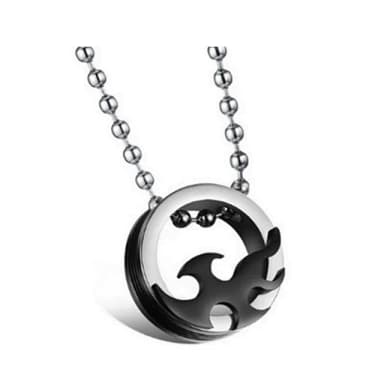 【米蘭精品】現貨+預購 鈦鋼項鍊情侶對鍊流行飾品(圓型比翼雙飛火焰七夕情人節生日禮物2色73cl43)