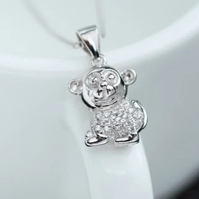 【米蘭精品】現貨+預購 項鍊鑲鑽流行銀飾品(精緻可愛小猴子母親節情人節生日聖誕節交換禮物73am75)