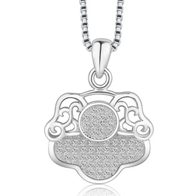 【米蘭精品】現貨+預購 項鍊鑲鑽流行銀飾品(時尚獨特平安鎖母親節情人節生日聖誕節交換禮物73am129)