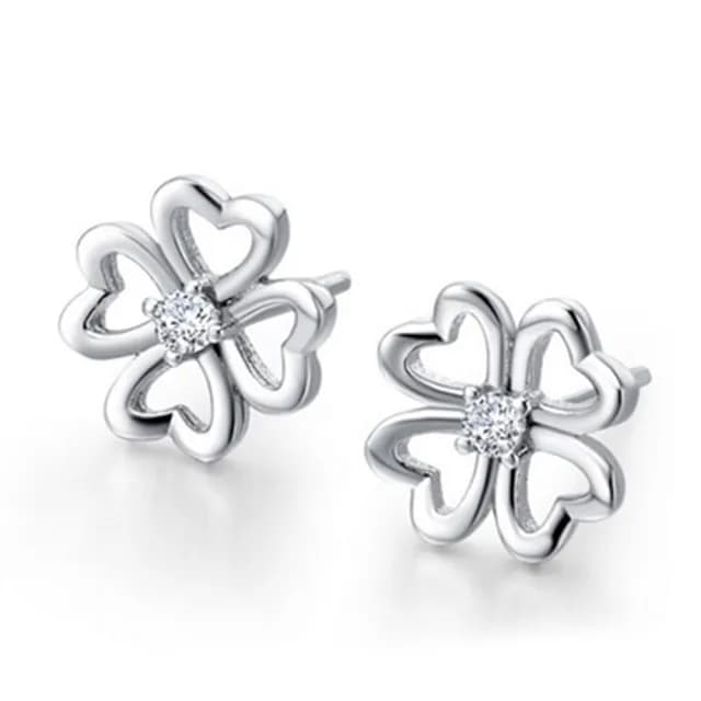 【米蘭精品】現貨+預購 耳環鑲鑽流行銀飾品(四葉草時尚流行七夕情人節生日聖誕節交換禮物73ac63)