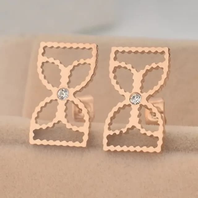 【米蘭精品】現貨+預購 玫瑰金鑲鑽耳環流行飾品(時尚鏤空蝴蝶結母親節生日情人節聖誕節交換禮物71at46)