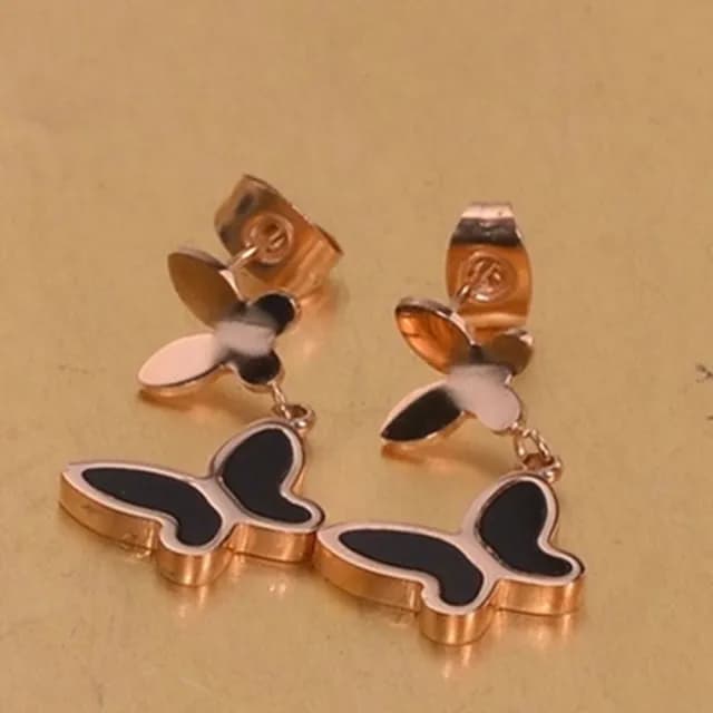 【米蘭精品】現貨+預購 玫瑰金貝殼耳環流行飾品(雙蝴蝶時尚流行母親節生日情人節聖誕節交換禮物71at104)