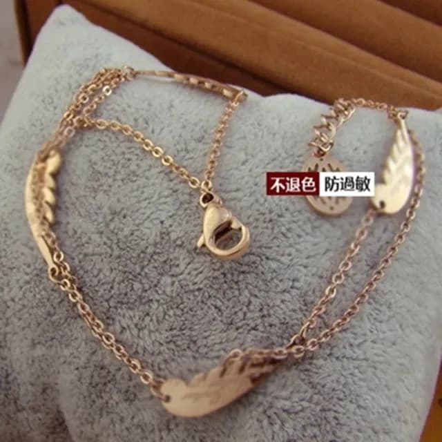 【米蘭精品】現貨+預購 玫瑰金腳鍊流行飾品(雙線羽毛精緻流行母親節生日情人節聖誕節交換禮物71ak11)