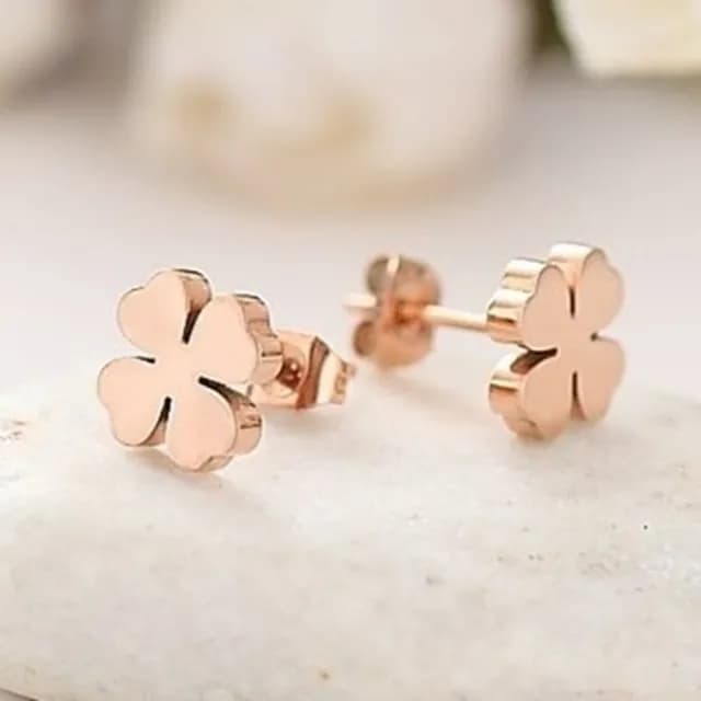 【米蘭精品】現貨+預購 玫瑰金耳環流行飾品(韓國時尚四葉草母親節生日情人節聖誕節交換禮物71at31)