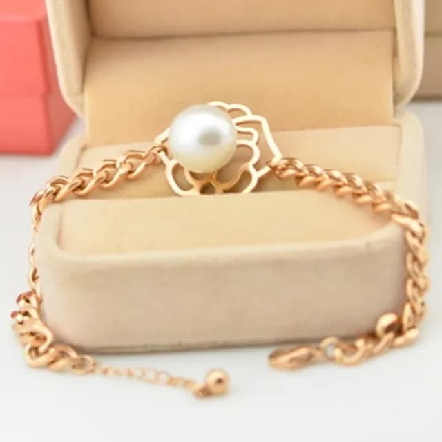 【米蘭精品】現貨+預購 玫瑰金珍珠手鍊流行飾品(精美山茶花時尚母親節生日情人節聖誕節交換禮物71ah27)