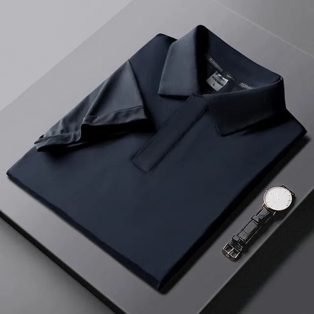 【米蘭精品】現貨+預購 冰絲POLO衫短袖上衣(夏季垂感休閒純色男裝父親節禮物7色74ey29)