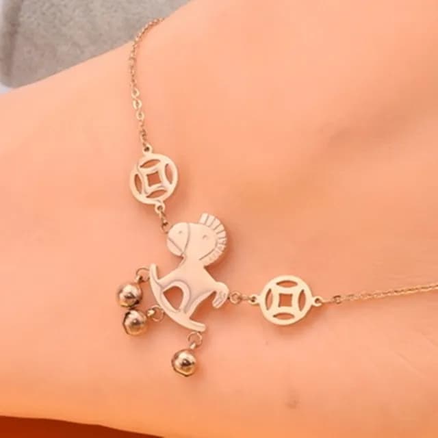 【米蘭精品】現貨+預購 玫瑰金腳鍊流行飾品(銅錢小馬時尚母親節生日情人節聖誕節交換禮物71ak65)