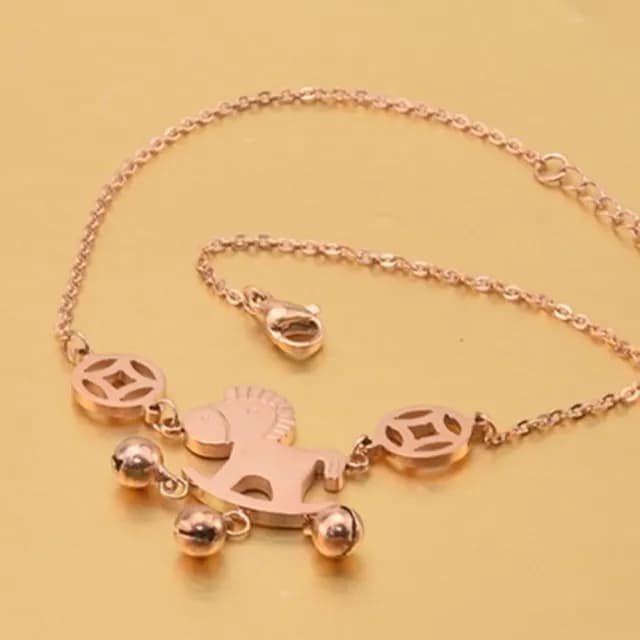 【米蘭精品】現貨+預購 玫瑰金腳鍊流行飾品(銅錢小馬時尚母親節生日情人節聖誕節交換禮物71ak65)
