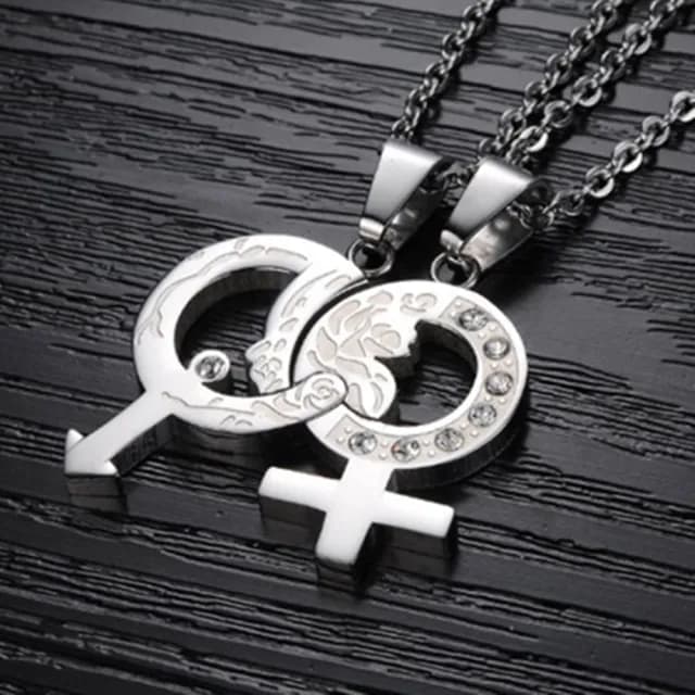 【米蘭精品】現貨+預購 鈦鋼項鍊情侶對鍊飾品(時尚鑲鑽愛神之箭百搭七夕情人節生日禮物2色73cl63)