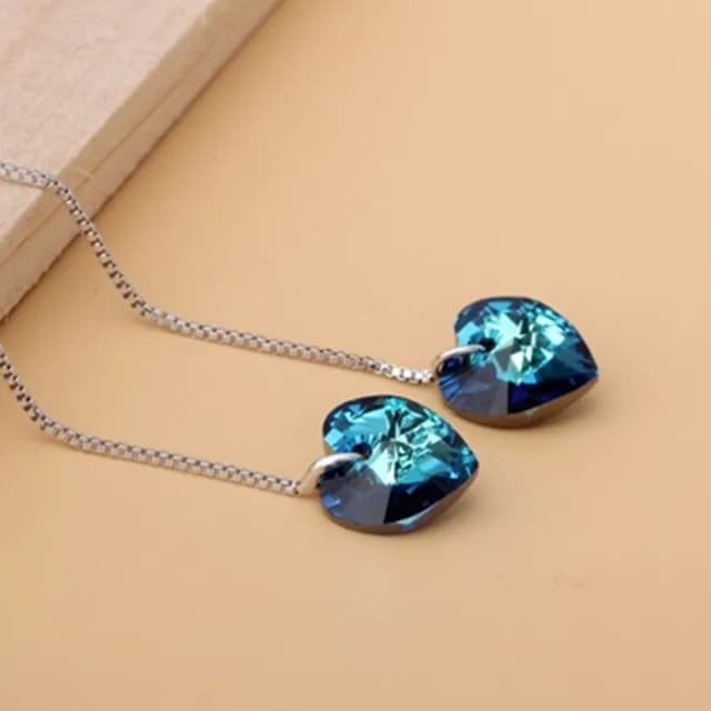 【米蘭精品】現貨+預購 耳環水晶流行銀飾品(海洋之心長款精選七夕情人節生日聖誕節交換禮物73ac74)