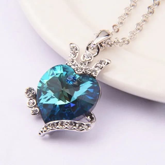 【米蘭精品】現貨+預購 項鍊水晶流行飾品(鑲鑽可愛公主風愛心母親節情人節生日聖誕節交換禮物8色73aj55)