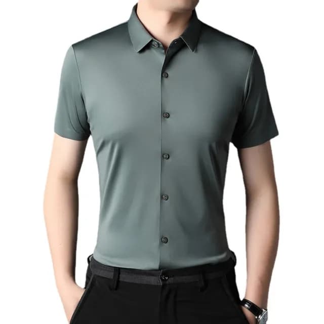 【米蘭精品】現貨+預購 襯衫短袖上衣(夏季商務純色免燙男裝父親節禮物10色74eq10)