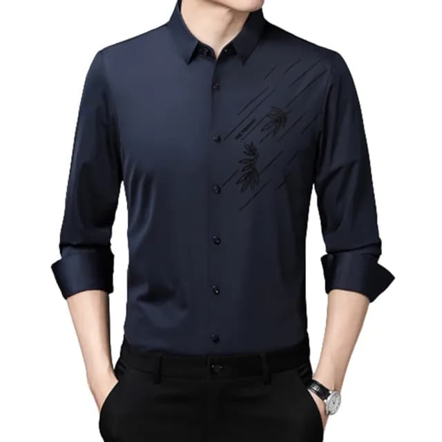 【米蘭精品】現貨+預購 襯衫長袖上衣(春秋翻領休閒寬鬆男裝父親節禮物4色74eq32)