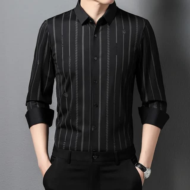 【米蘭精品】現貨+預購 襯衫長袖上衣(春秋條紋薄款休閒男裝父親節禮物3色74eq30)