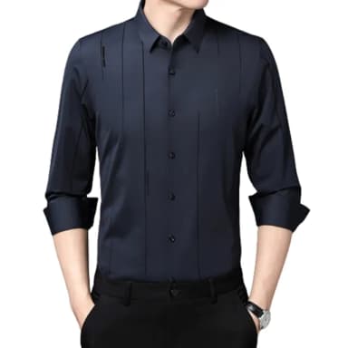 【米蘭精品】現貨+預購 襯衫長袖上衣(春款薄款無痕壓膠男裝父親節禮物5色74eq24)