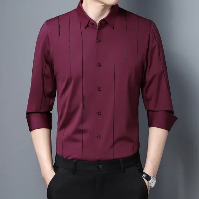 【米蘭精品】現貨+預購 襯衫長袖上衣(春款薄款無痕壓膠男裝父親節禮物5色74eq24)