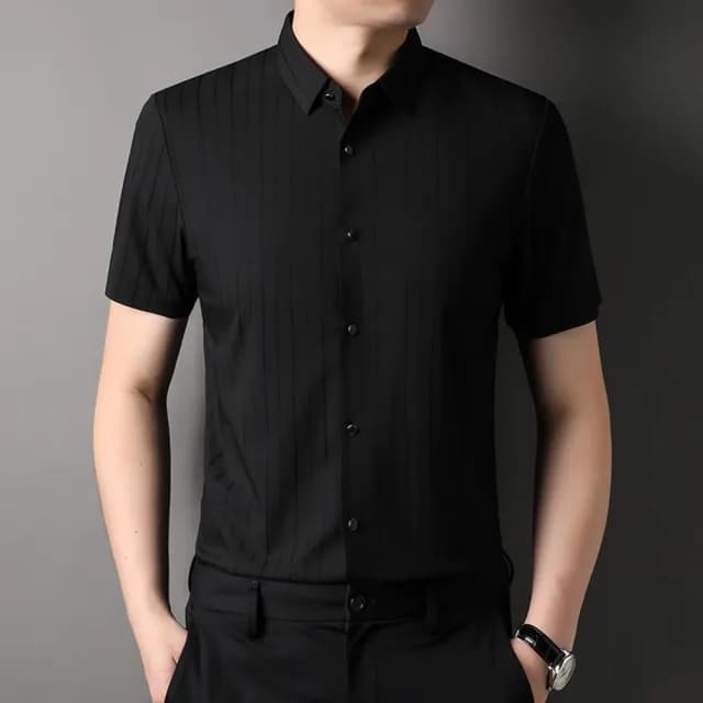 【米蘭精品】現貨+預購 襯衫短袖上衣(條紋夏季薄款學院風男裝父親節禮物3色74eq4)